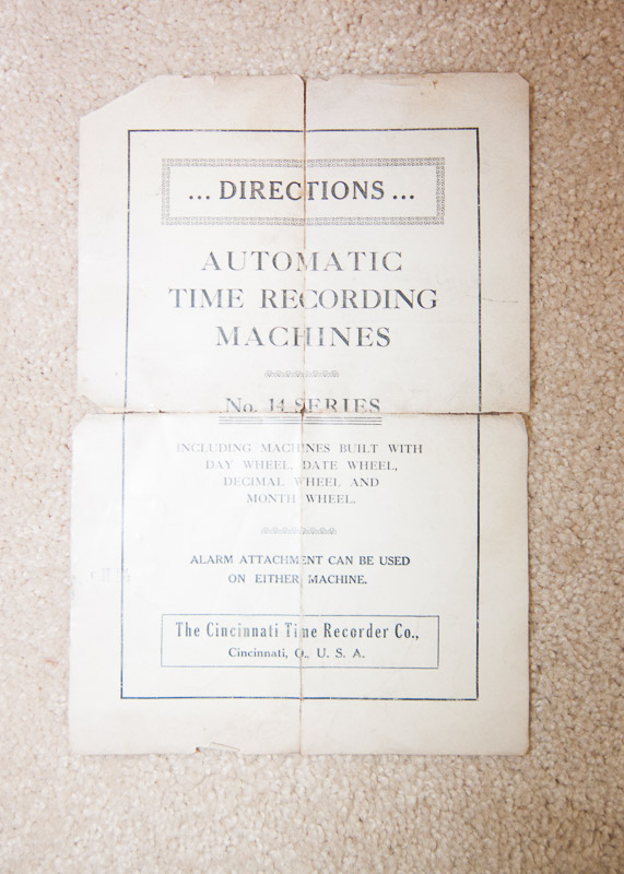 Vintage Cincinnati Time Recorder Company Time Clock