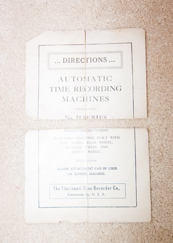 Vintage Cincinnati Time Recorder Company Time Clock
