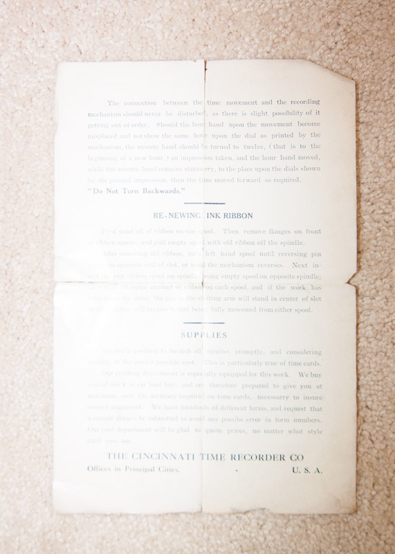 Vintage Cincinnati Time Recorder Company Time Clock