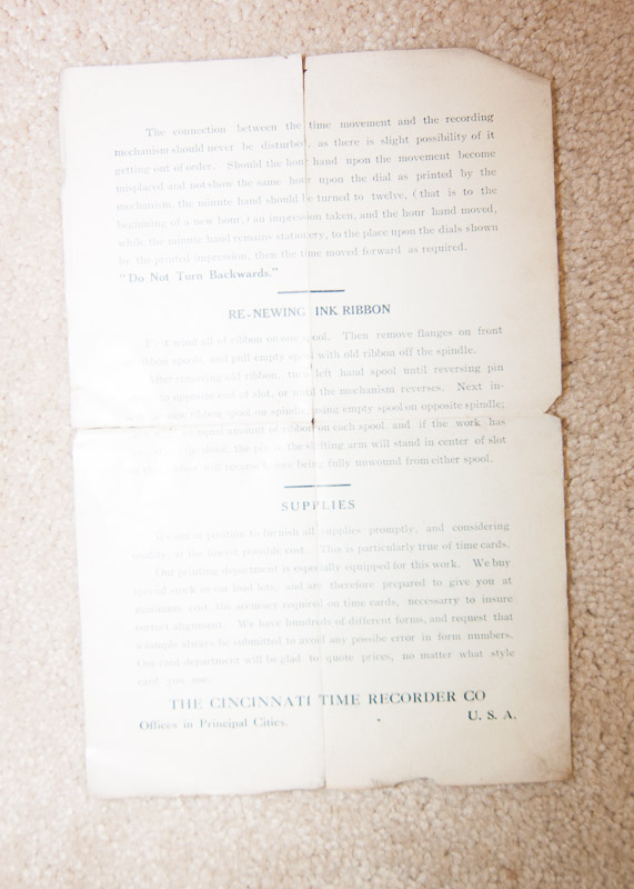 Vintage Cincinnati Time Recorder Company Time Clock