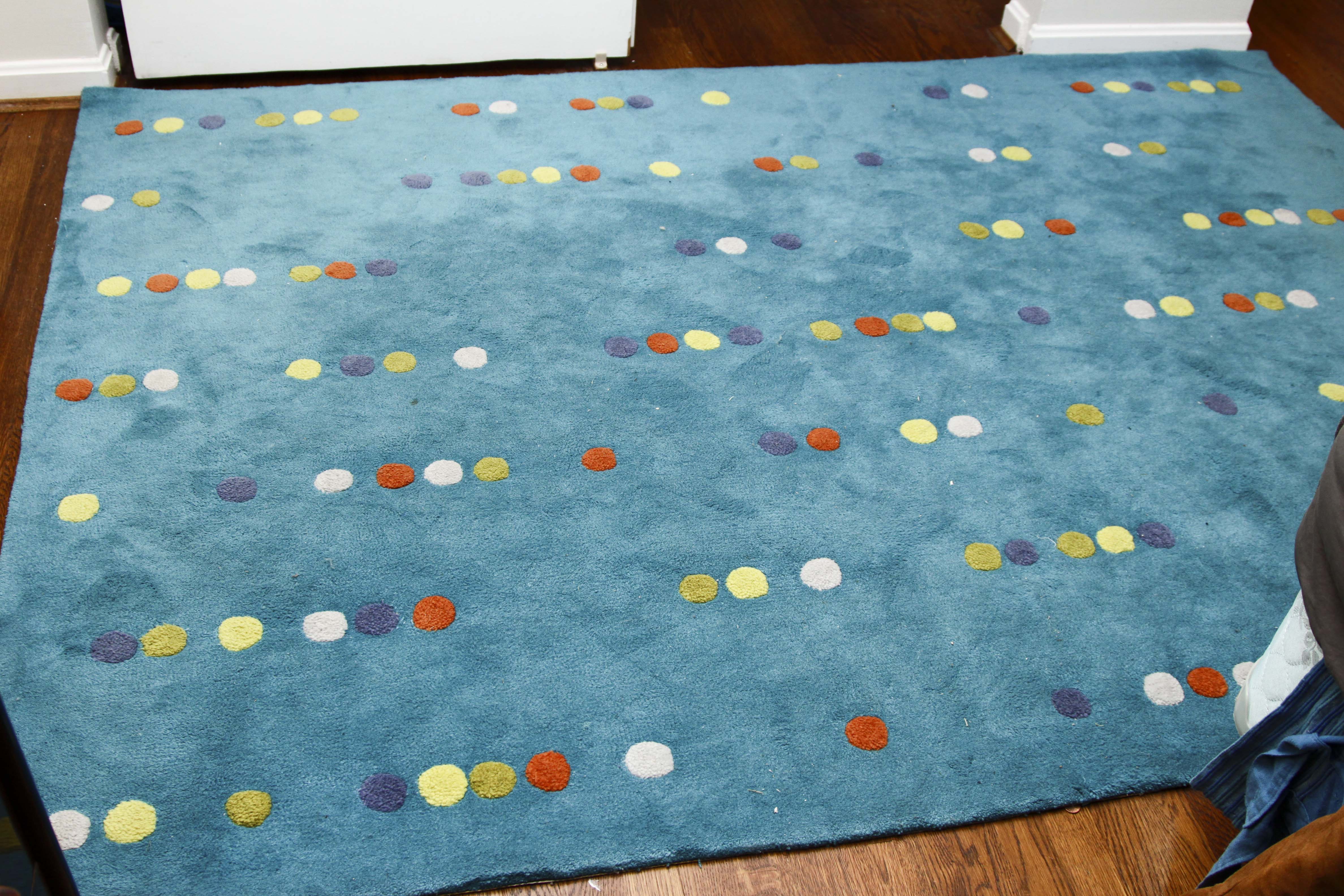 Ikea Blue Polka Dot Area Rug 5'7" x 7'10"