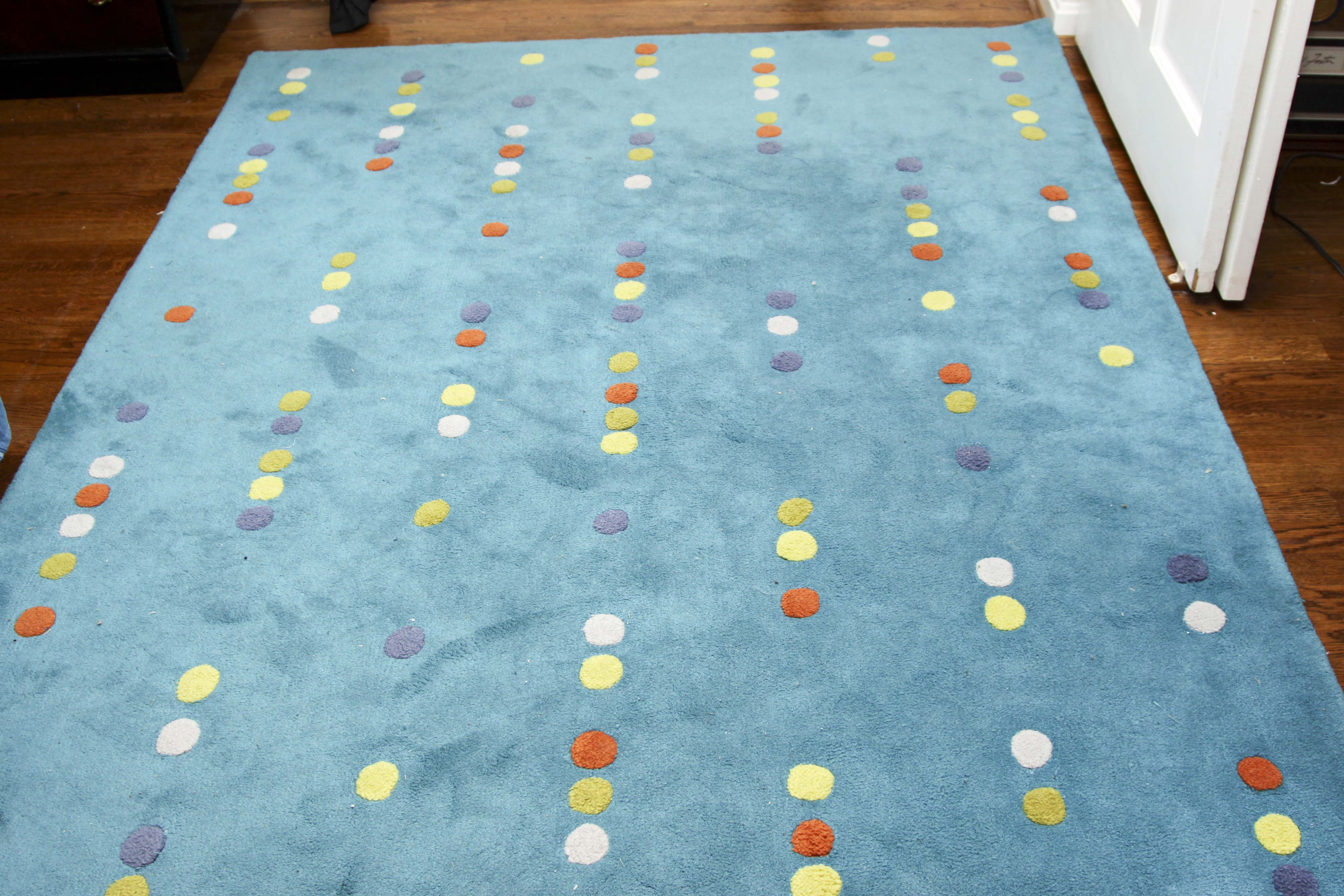 Ikea Blue Polka Dot Area Rug 5'7" x 7'10"