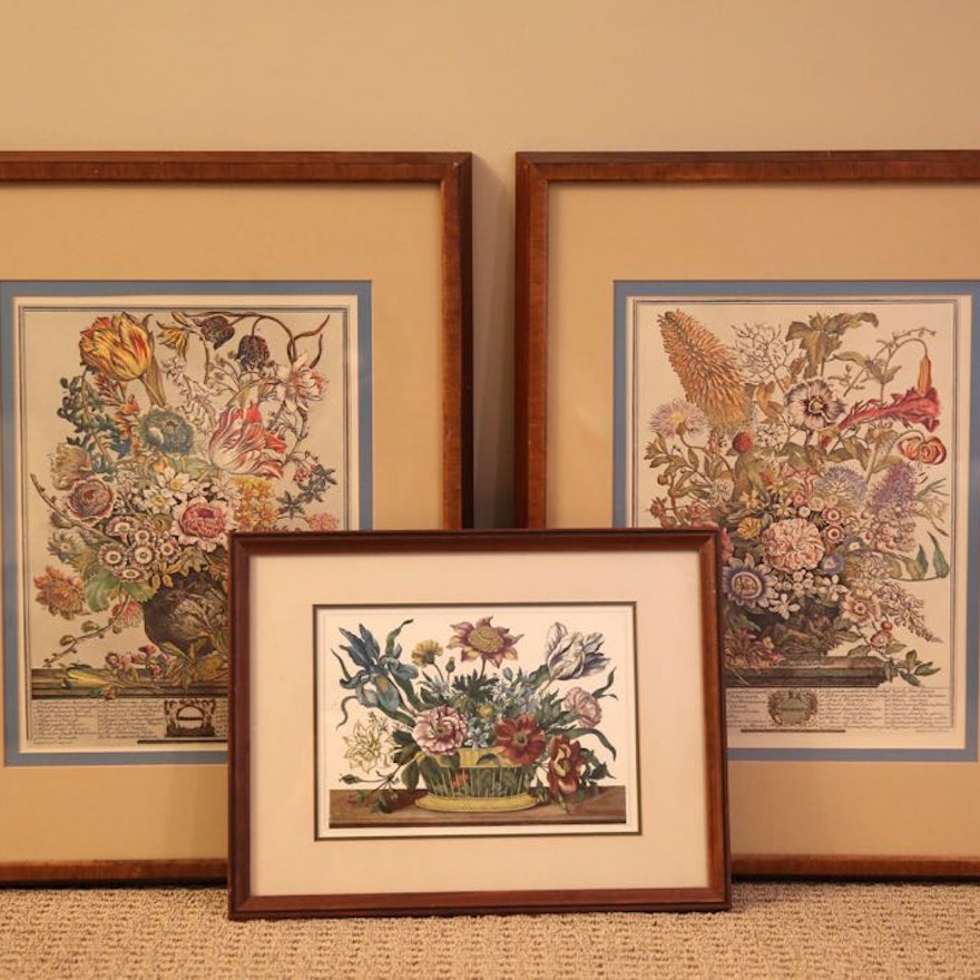 Framed Floral Lithographs