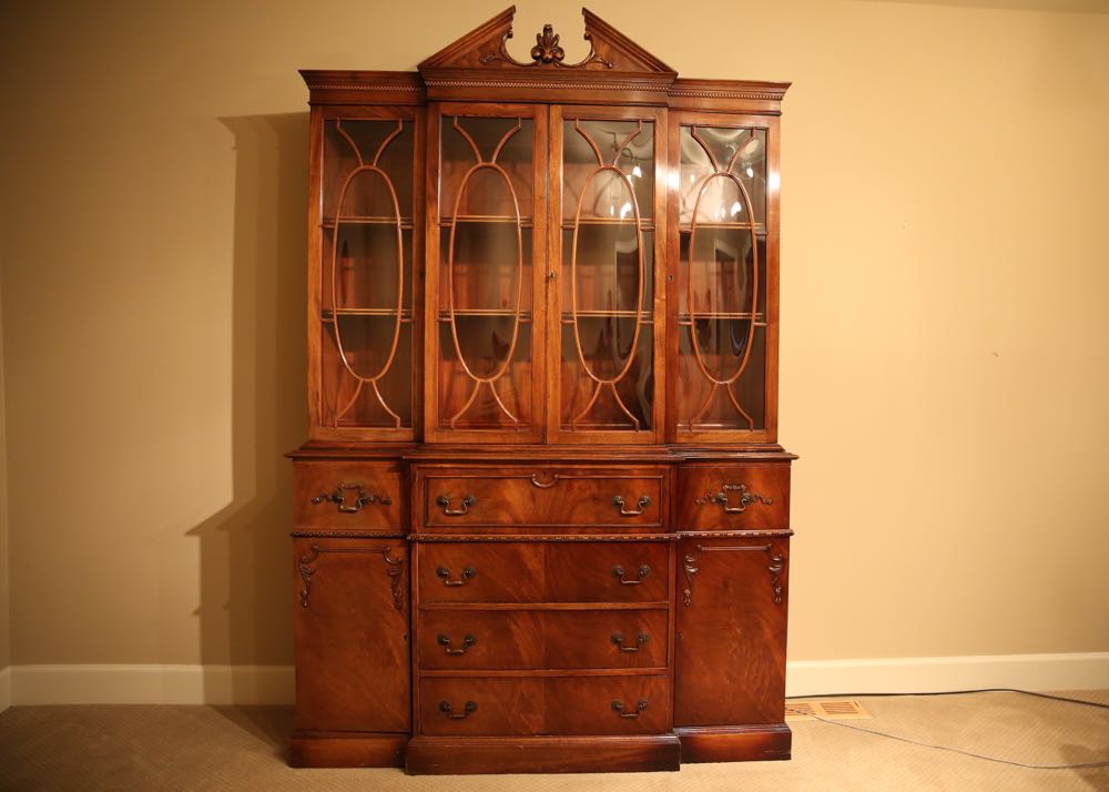 Genuine Mahogany Breakfront China Secretary