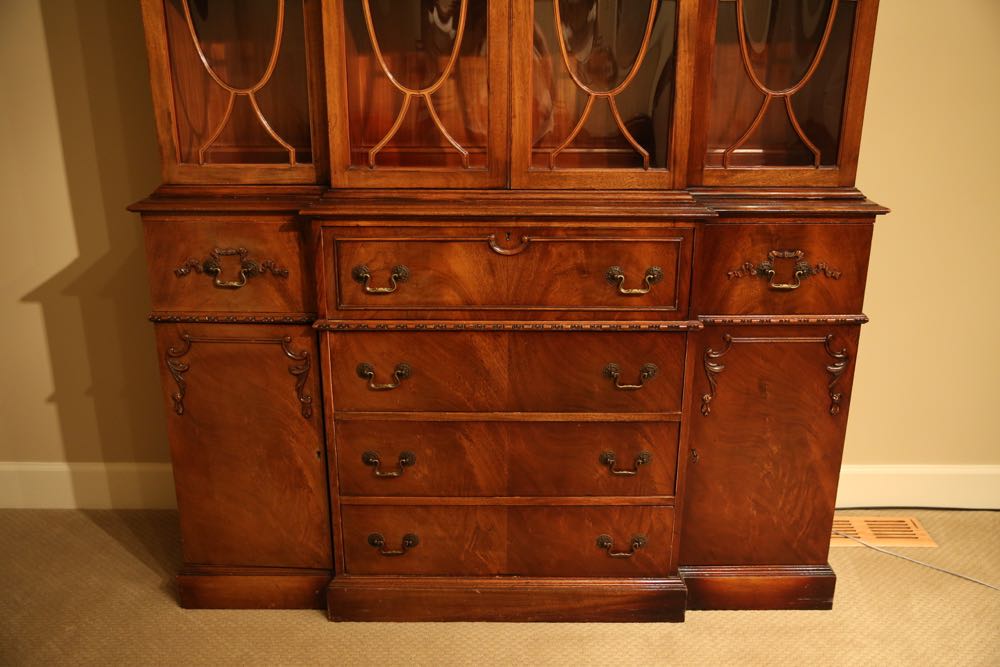 Genuine Mahogany Breakfront China Secretary