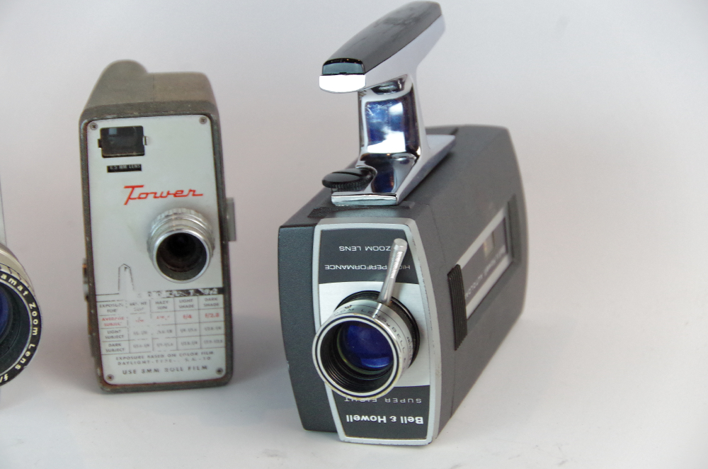 Four Vintage Handheld Movie Cameras Mostly Bell & Howell