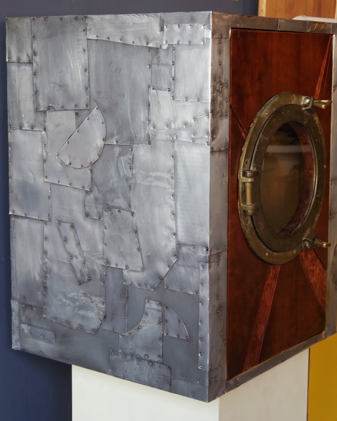 Modology Metal Work Bar Cabinet by Designer Keith Chrapliwy