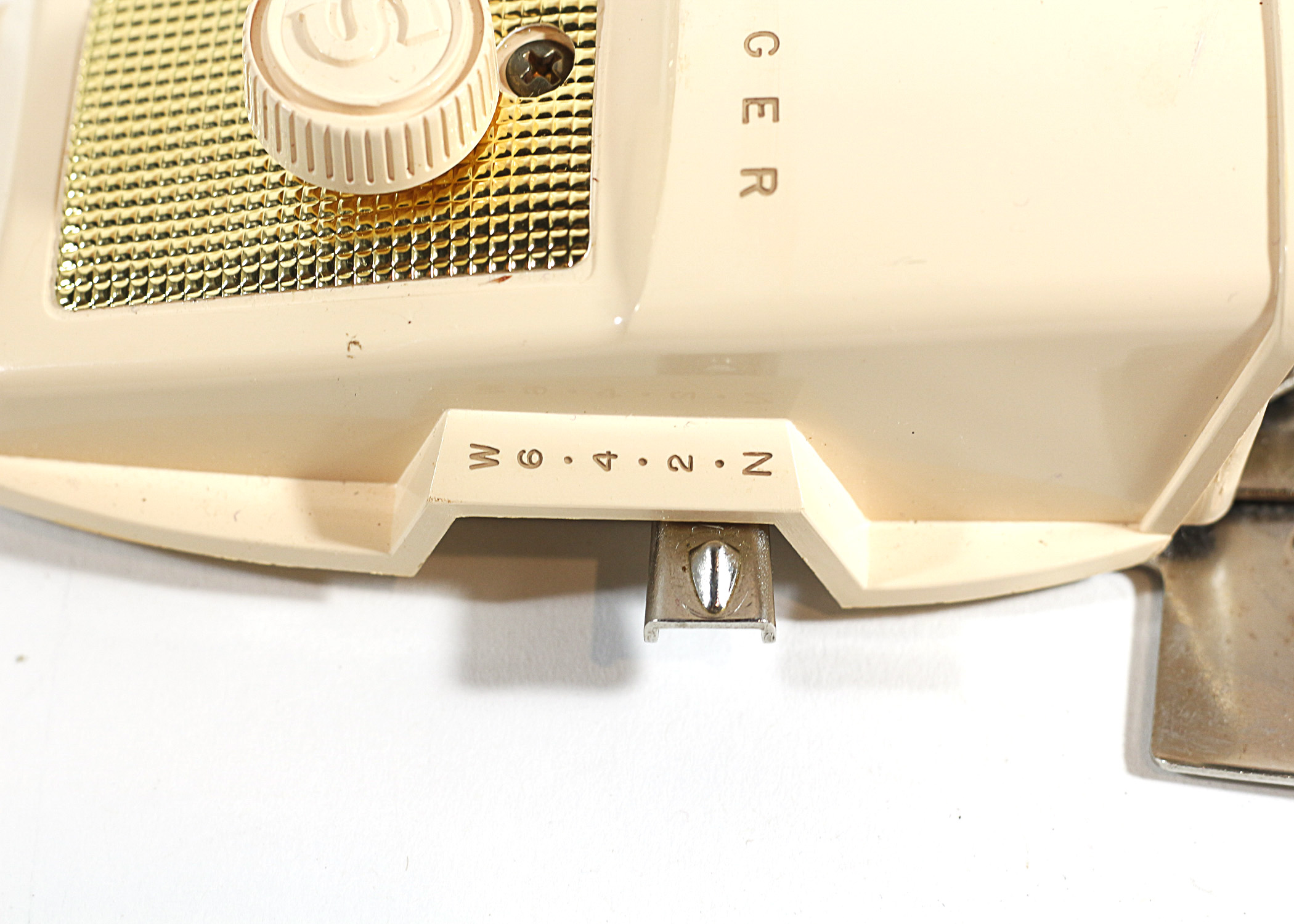 Vintage Retro Atomic Blue Singer Portable Buttonhole Attachment