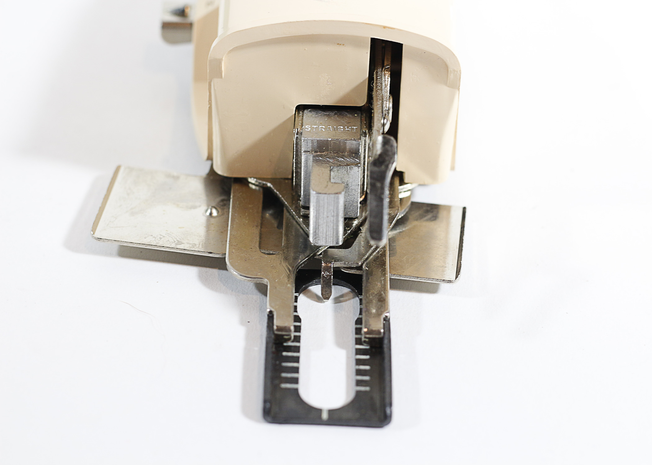 Vintage Retro Atomic Blue Singer Portable Buttonhole Attachment