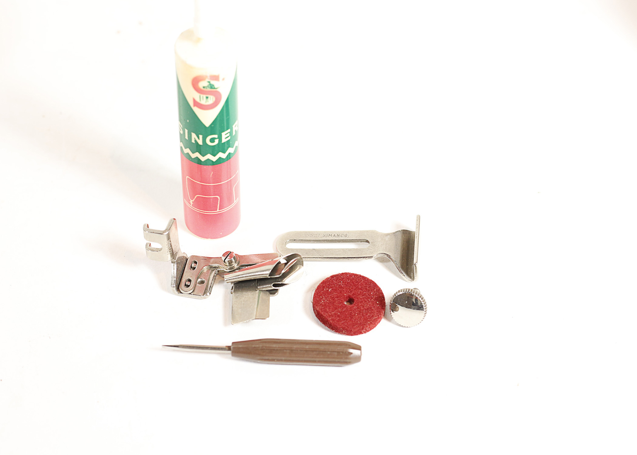 Vintage Retro Atomic Blue Singer Portable Buttonhole Attachment