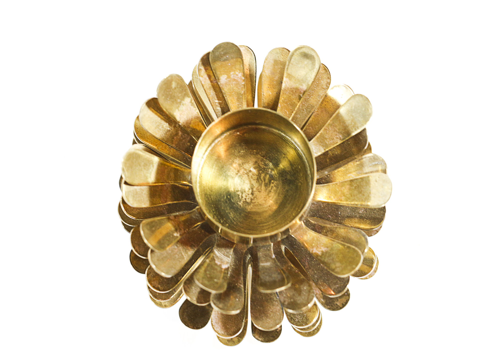 Trio of Vintage Solid Brass Pine Cone Candle Holders