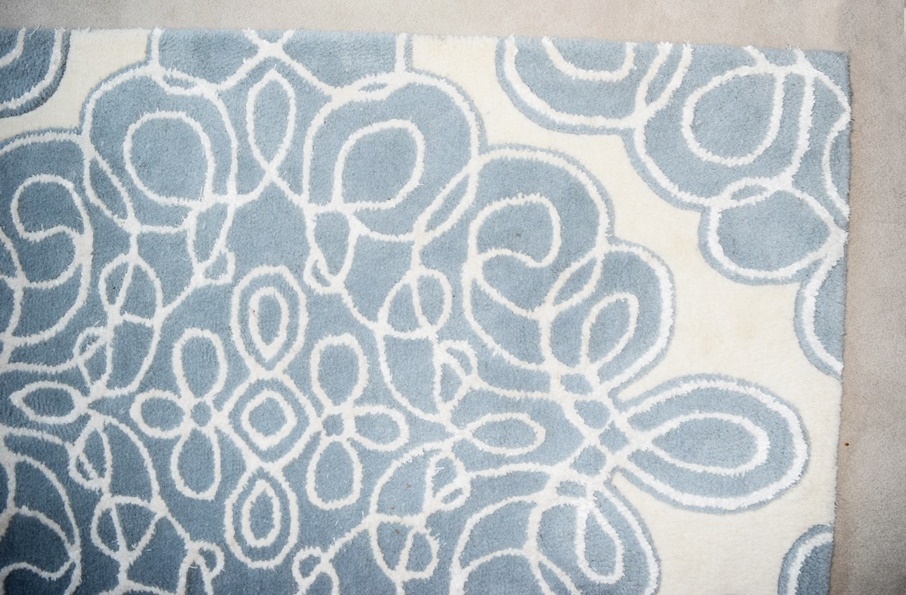 Candace Olson 100% Wool Floral Rug in Pale Blue and Beige