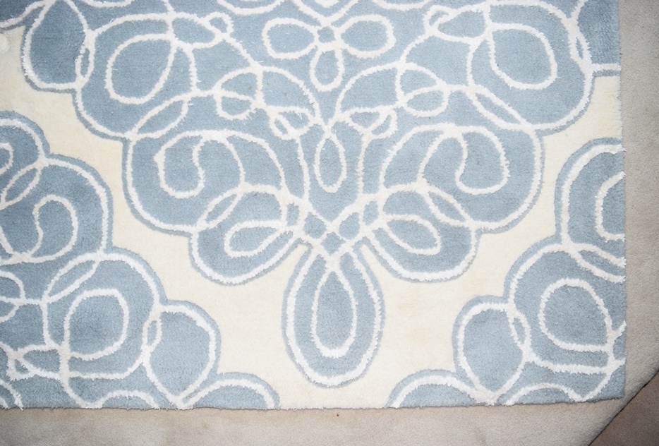 Candace Olson 100% Wool Floral Rug in Pale Blue and Beige