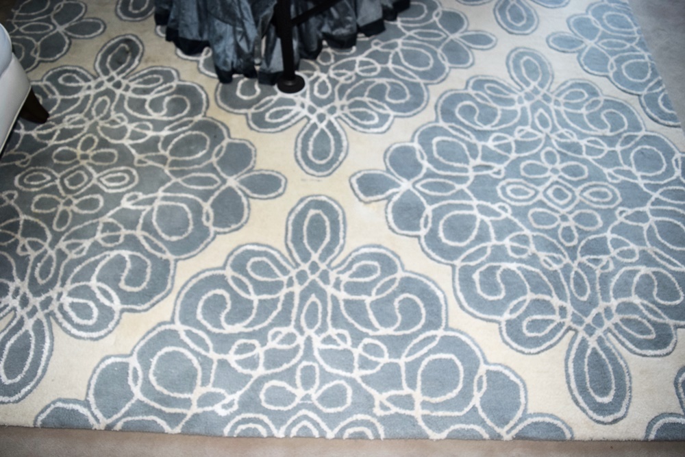 Candace Olson 100% Wool Floral Rug in Pale Blue and Beige