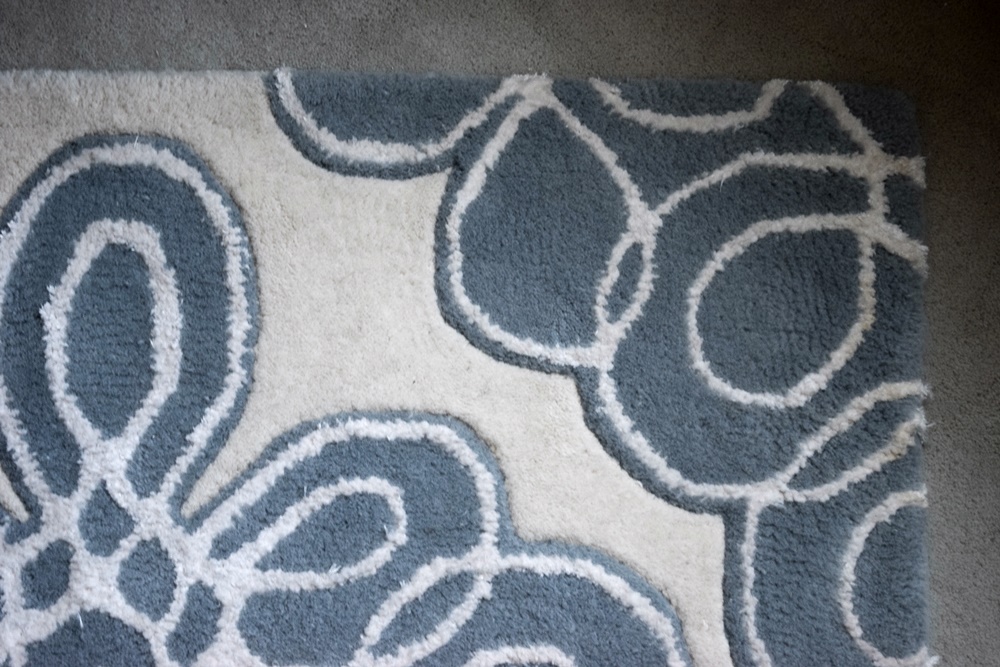 Candace Olson 100% Wool Floral Rug in Pale Blue and Beige
