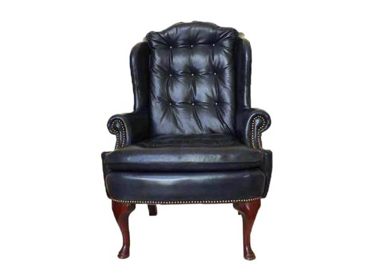 Dark Blue Leather Wingback Chair by Classic Leather Furniture