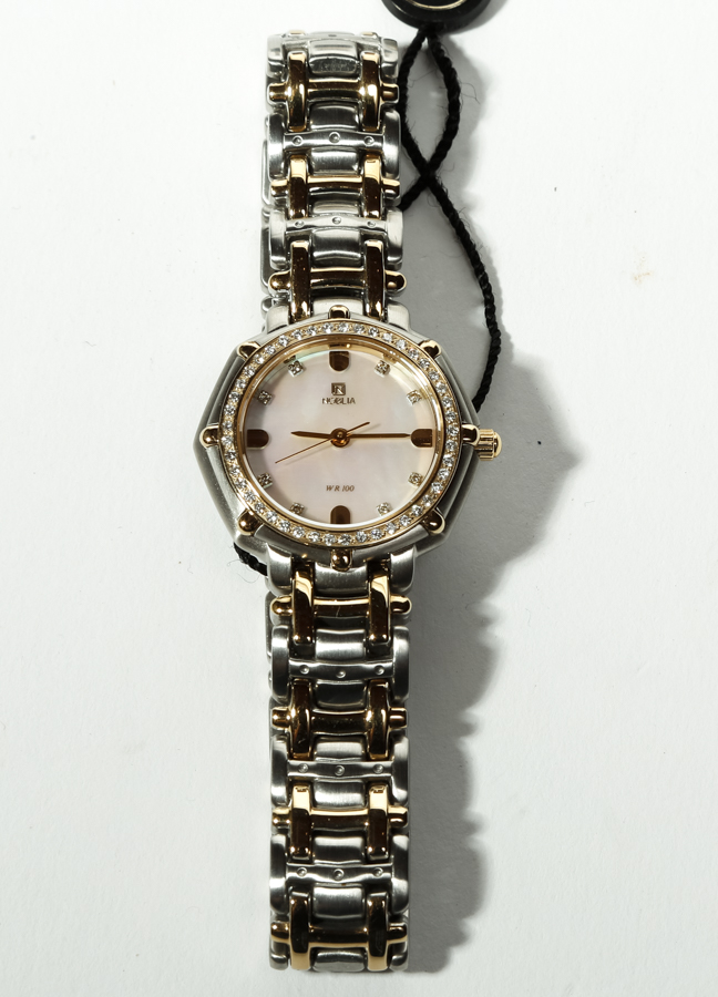 Noblia 18K Gold and Diamond Bezel Watch