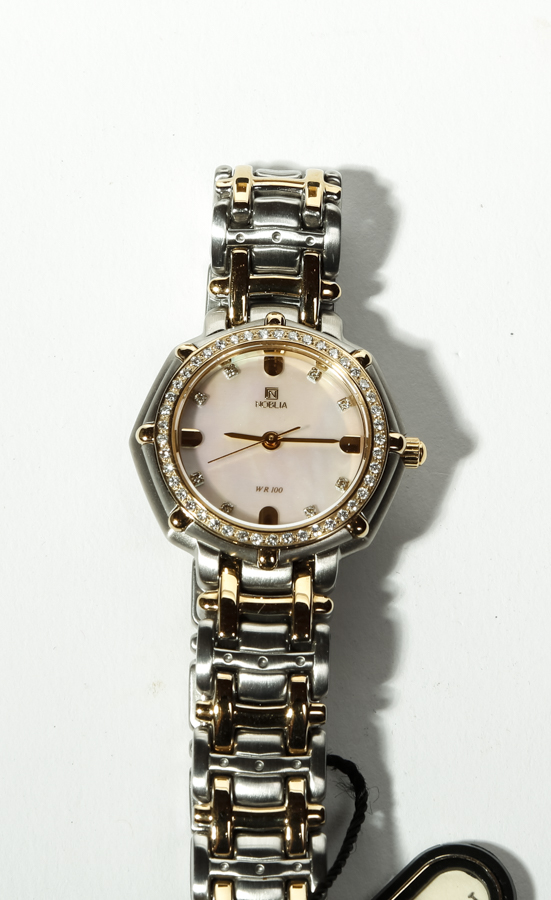 Noblia 18K Gold and Diamond Bezel Watch
