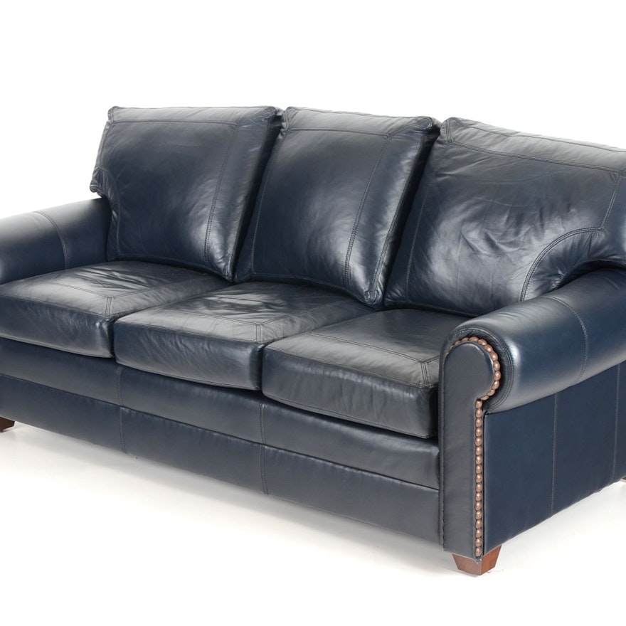 Stickley Navy Leather Sofa