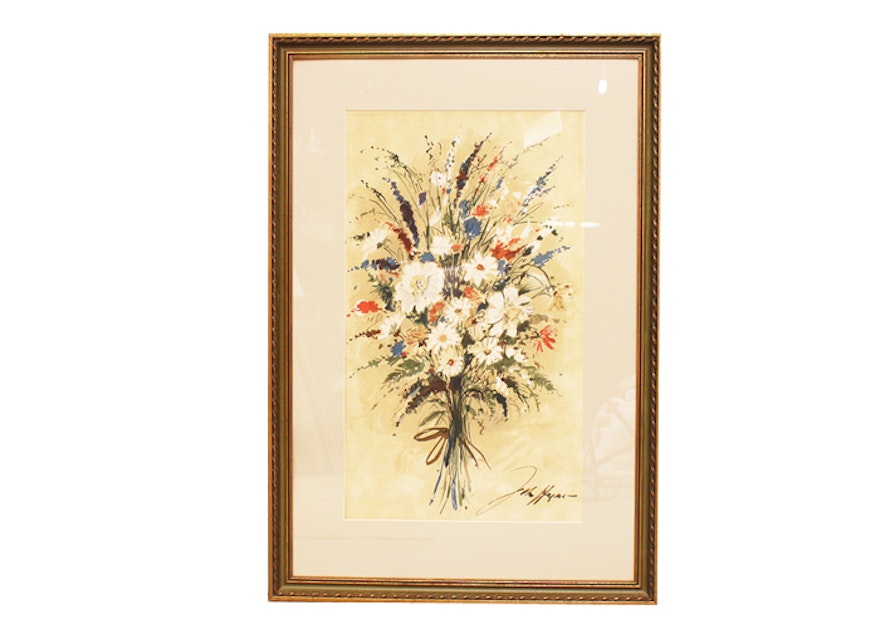 John Haym Photo Offset Lithograph of a Bouquet of Flowers