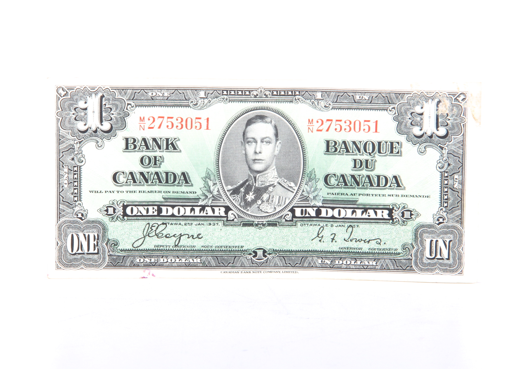 1937 Canadian One Dollar Bill