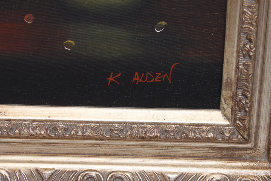 Signed K. Alden Oil on Canvas Still Life Painting