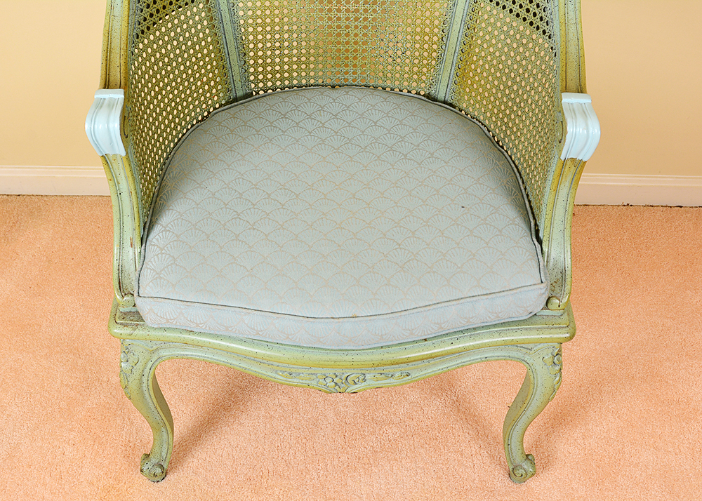 Seafoam Green Cane Back Chairs