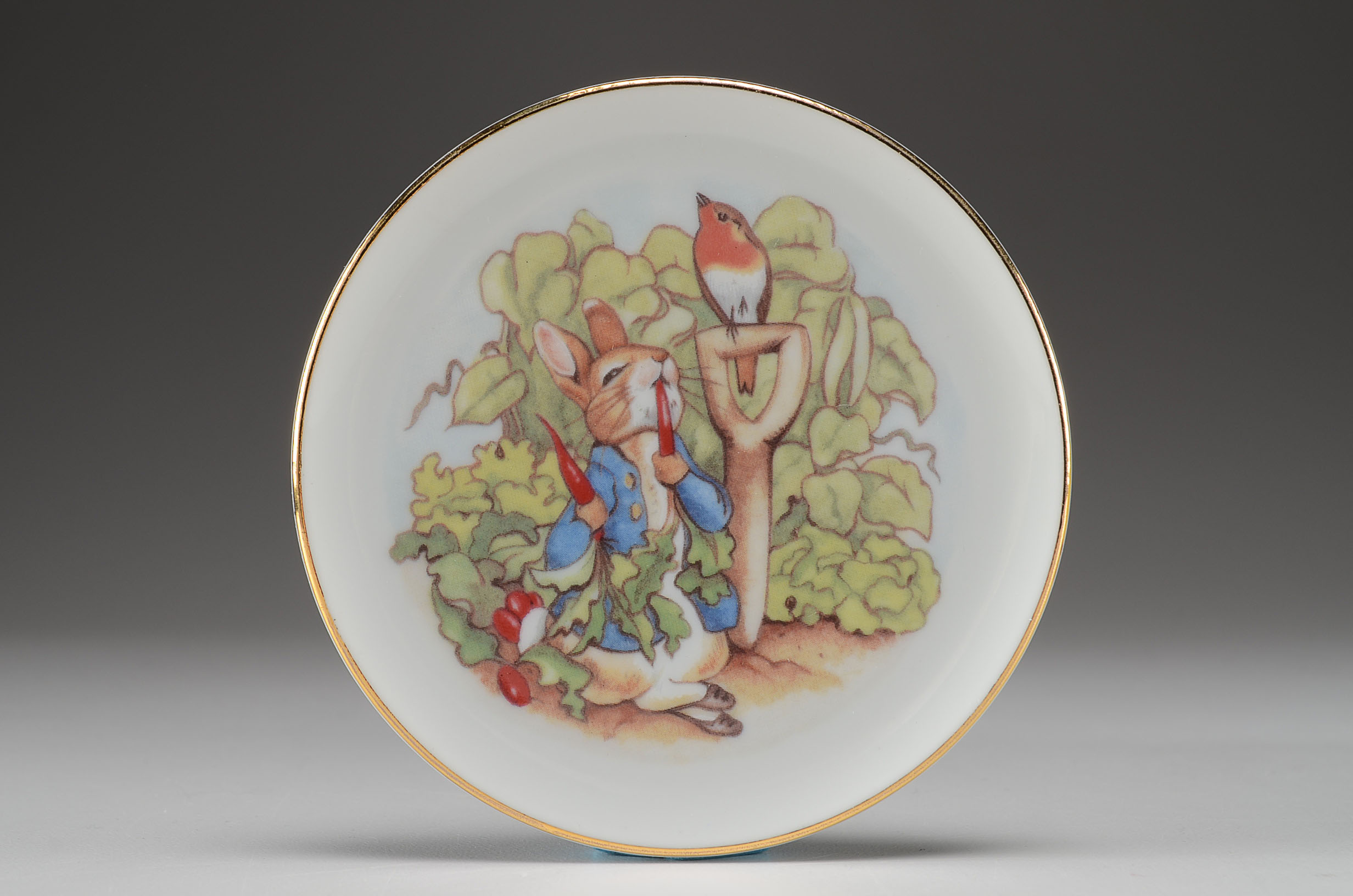 Pair of Beatrix Potter Music Boxes and Peter Rabbit Plate