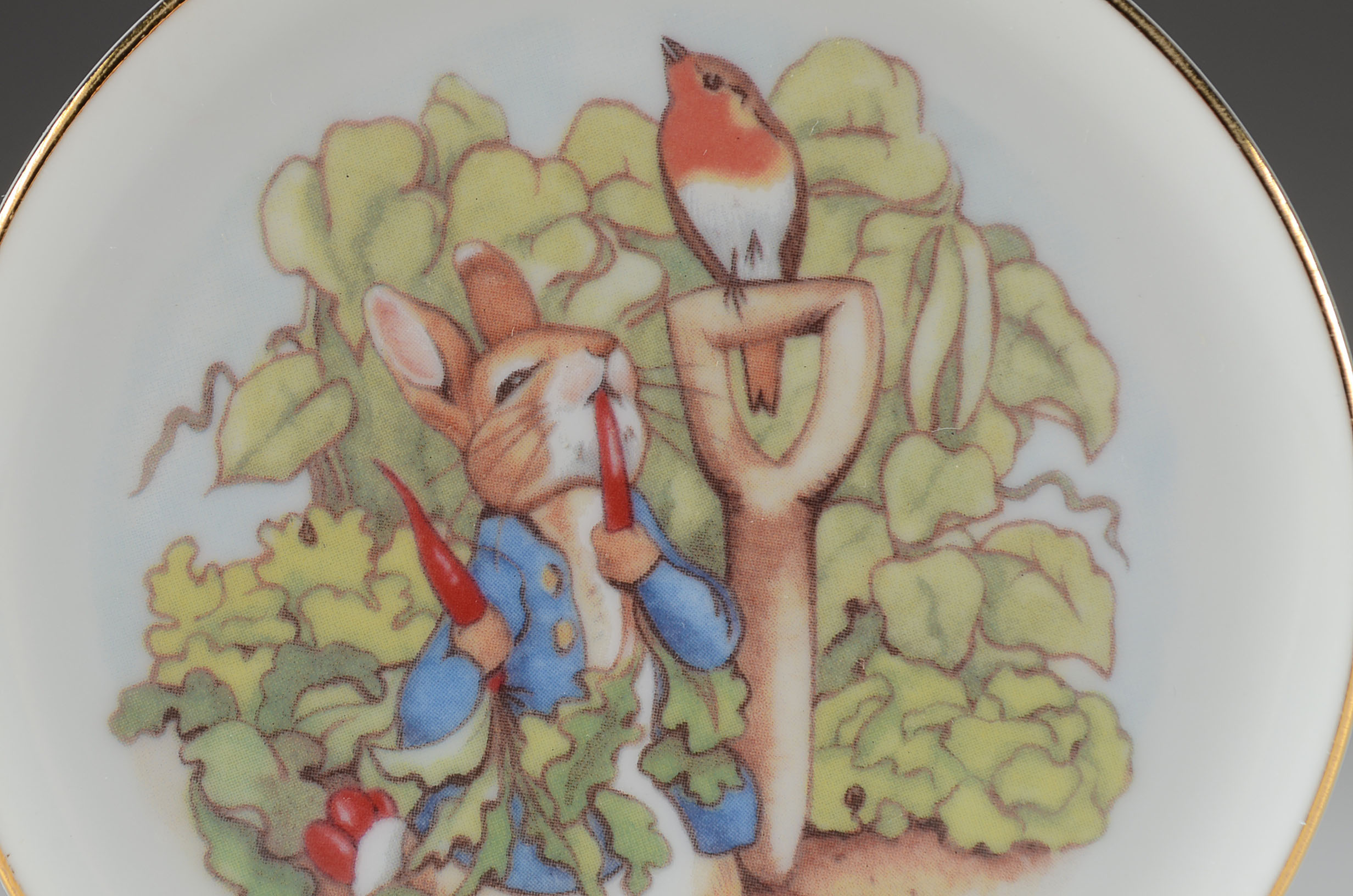Pair of Beatrix Potter Music Boxes and Peter Rabbit Plate