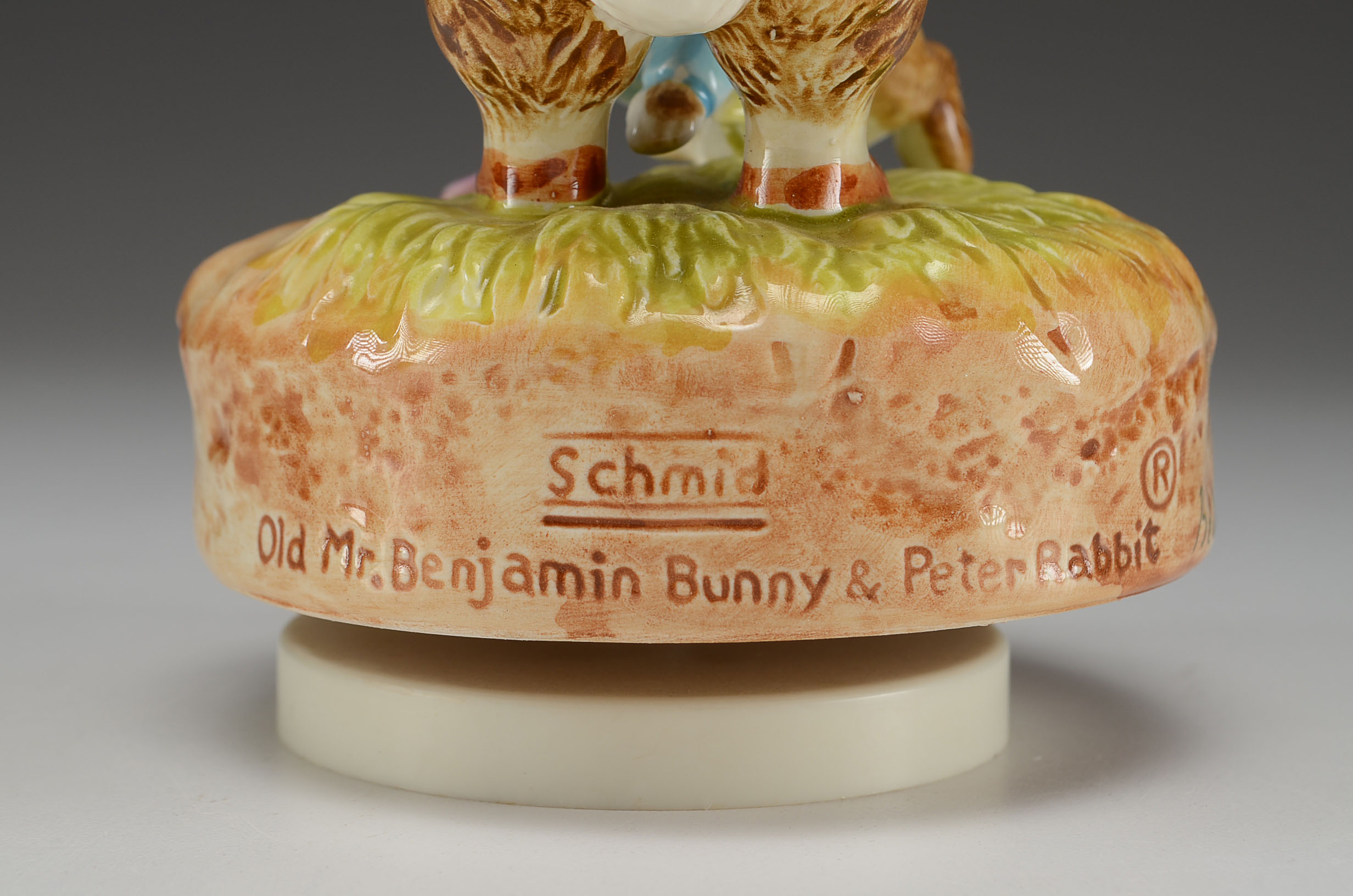 Pair of Beatrix Potter Music Boxes and Peter Rabbit Plate