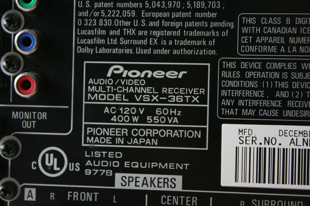 Pioneer Elite Receiver, Sony CD,  and Monster Cable Speaker Box