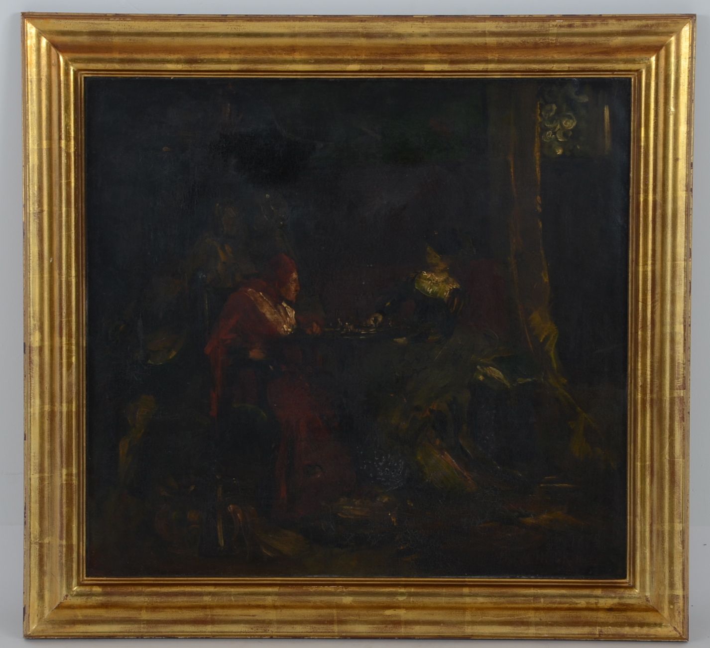 Frank Duveneck Original "The Chess Players" Oil Painting