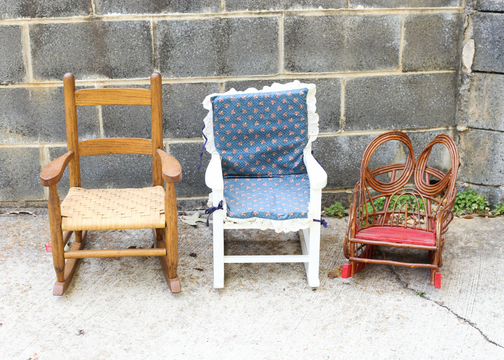 Three Vintage Children's Rocking Chairs