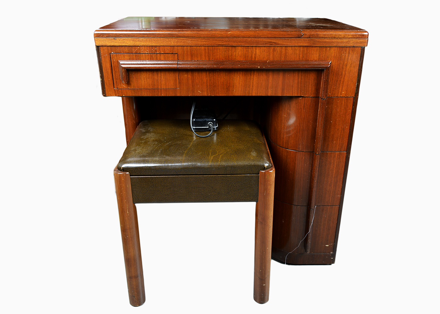 Vintage Singer 42 Art Deco Cabinet with Singer Sewing Machine