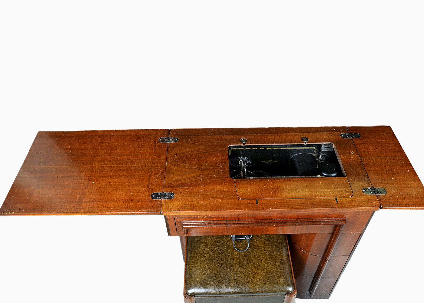 Vintage Singer 42 Art Deco Cabinet with Singer Sewing Machine