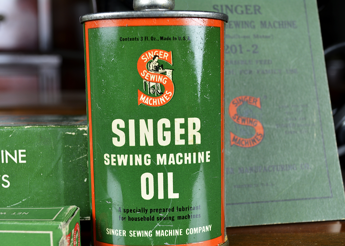 Vintage Singer 42 Art Deco Cabinet with Singer Sewing Machine