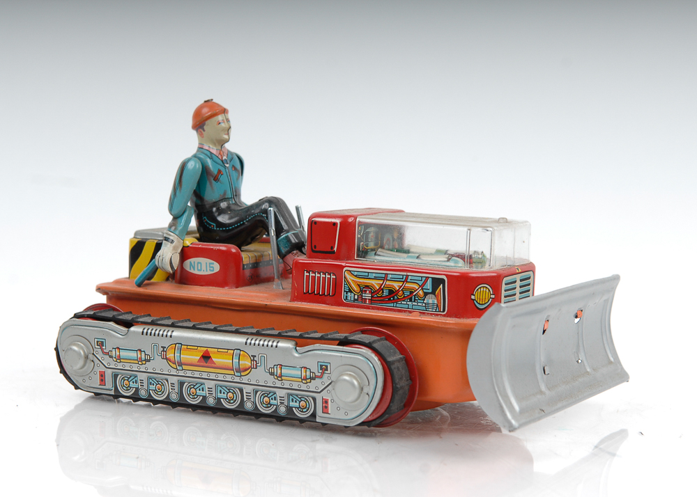 Vintage Tin Lithograph Bulldozer Toy TN Made in Japan