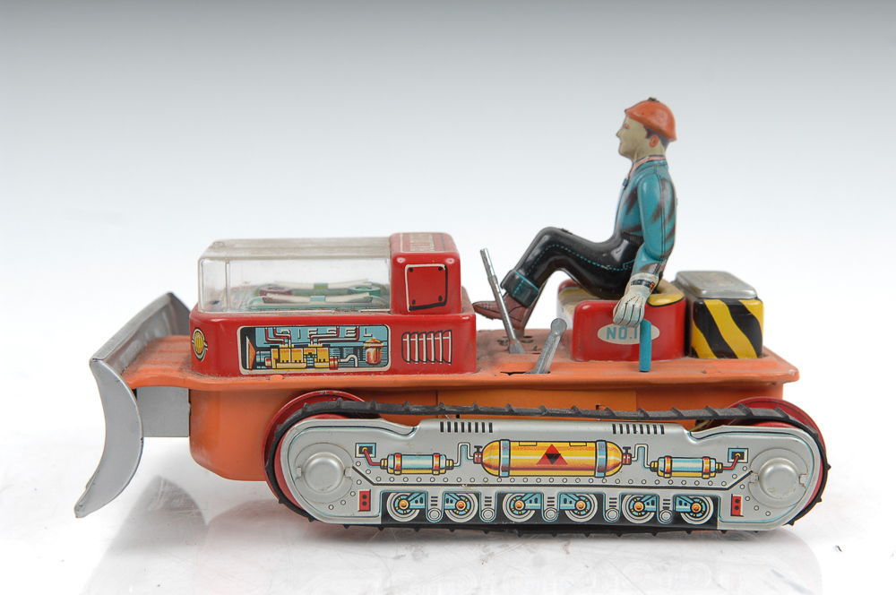 Vintage Tin Lithograph Bulldozer Toy TN Made in Japan