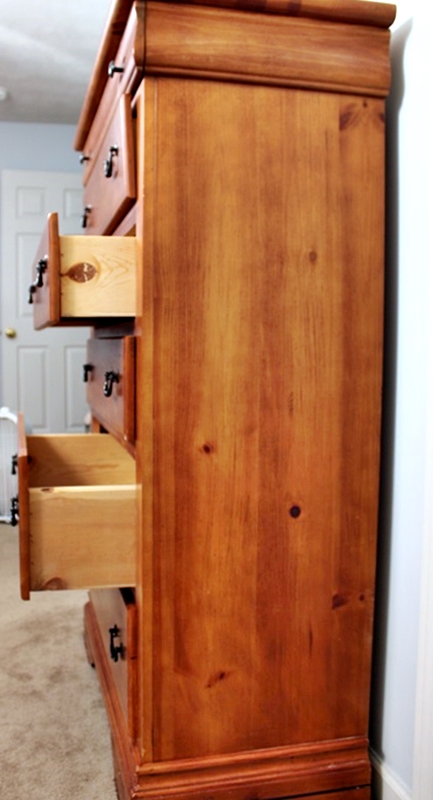 Tall Traditional Cherry Stained Pine Bedroom Bureau Dresser