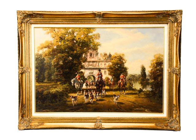 Original Herbert Isenberg Oil on Canvas of Hunters