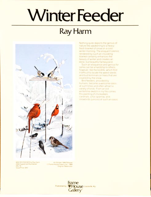 Limited Edition Ray Harm Print "Winter Feeder"