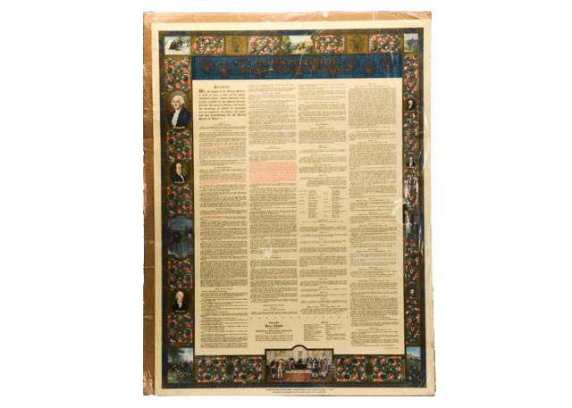 Atwood Lithographic Print of U.S. Constitution