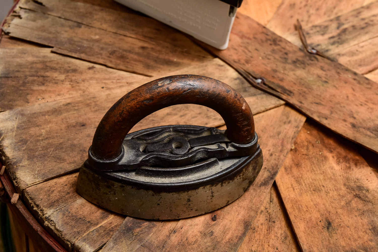 Sad Iron, Ironing Board and Measuring Tools