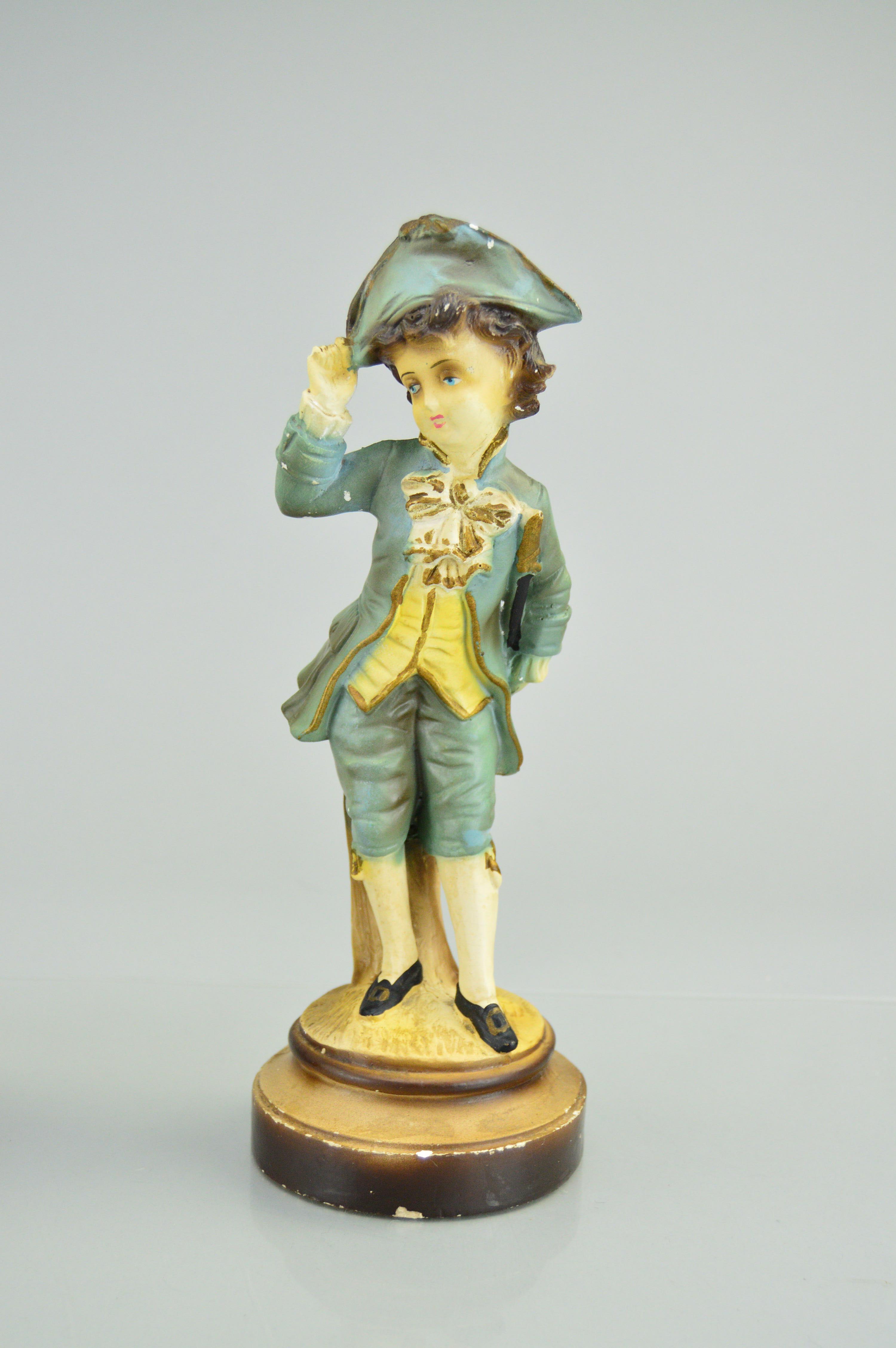 Vintage Colonial Boy and Girl Chalkware Figurines DAP Co.