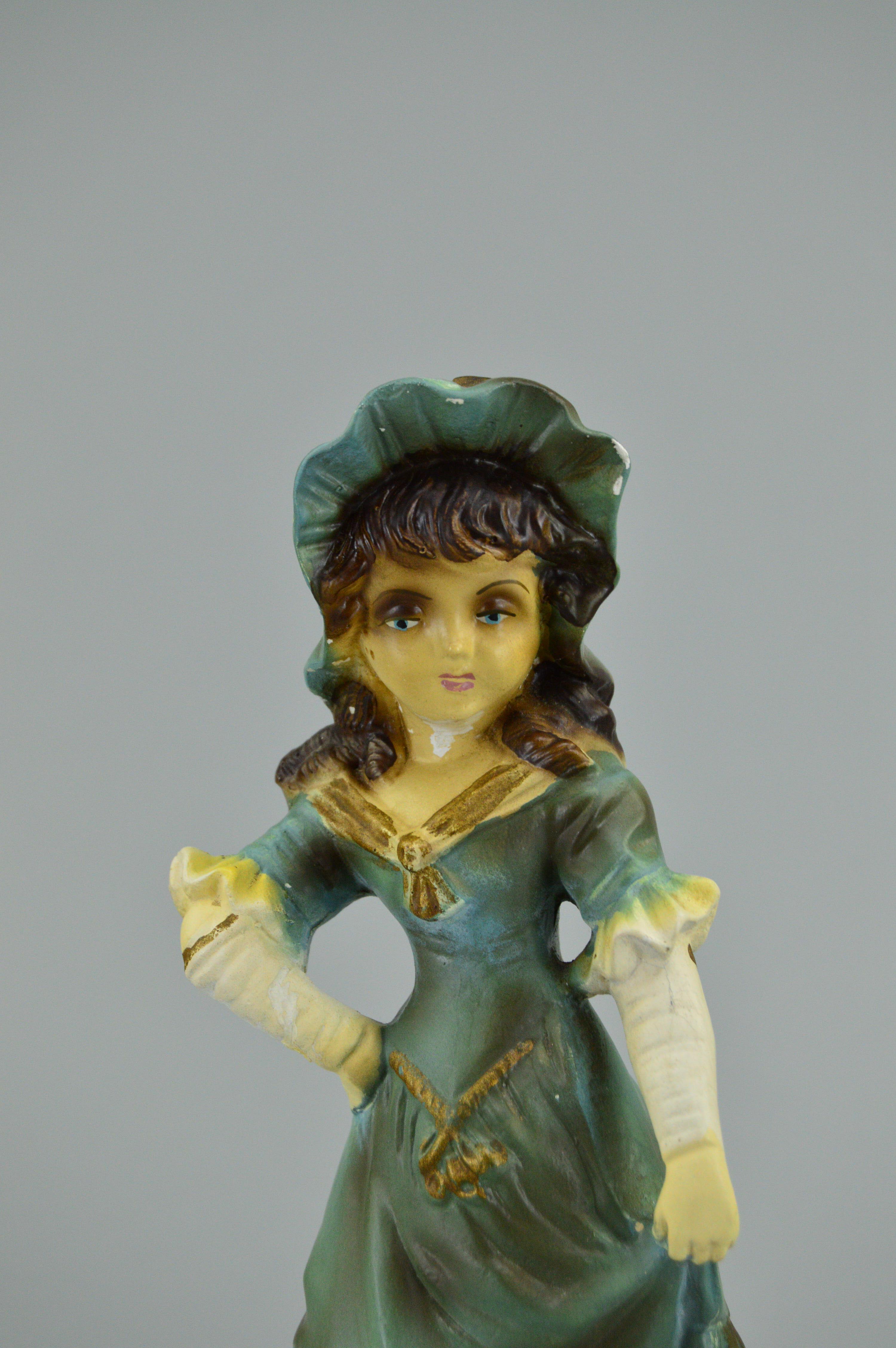 Vintage Colonial Boy and Girl Chalkware Figurines DAP Co.