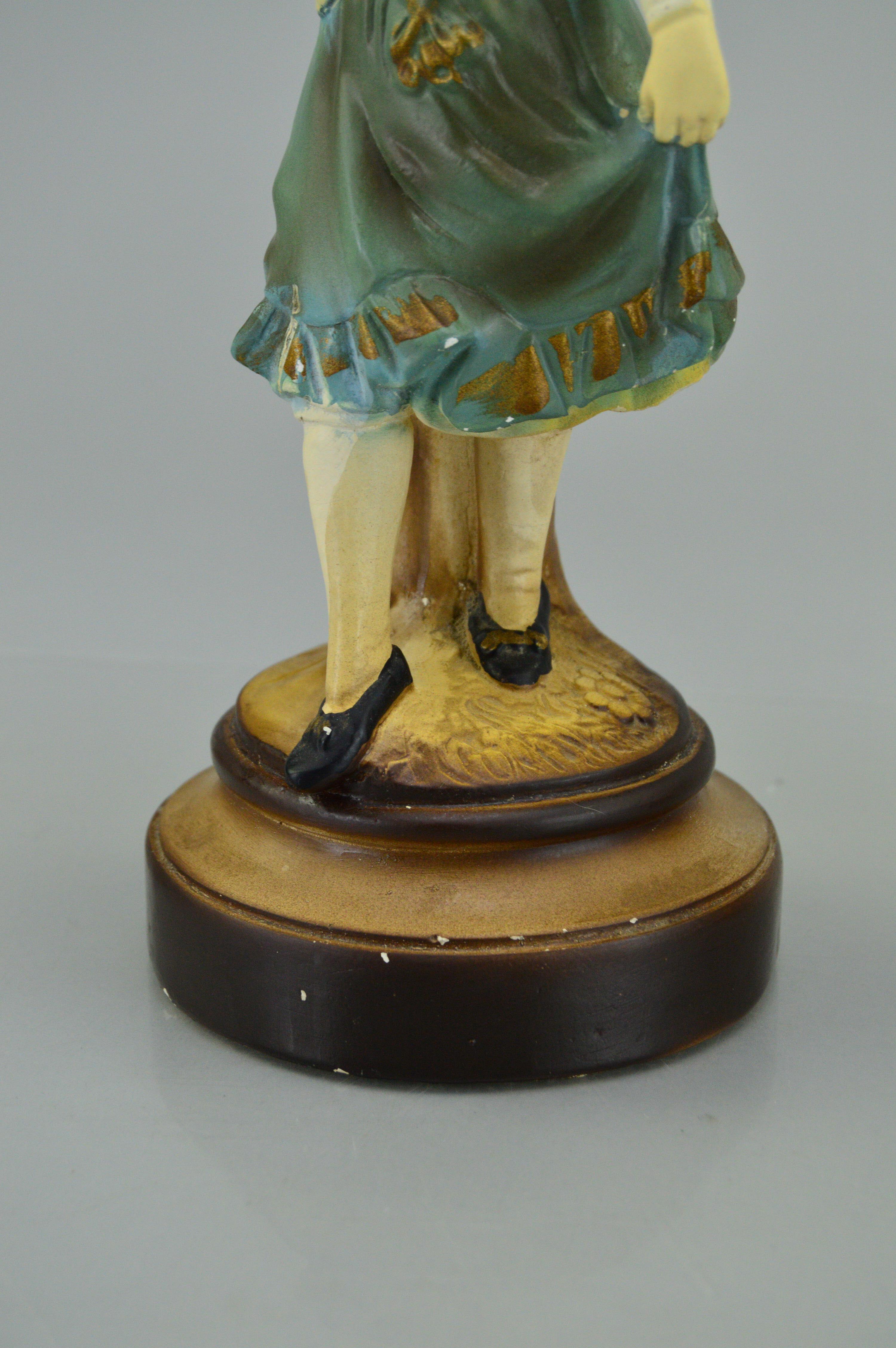 Vintage Colonial Boy and Girl Chalkware Figurines DAP Co.