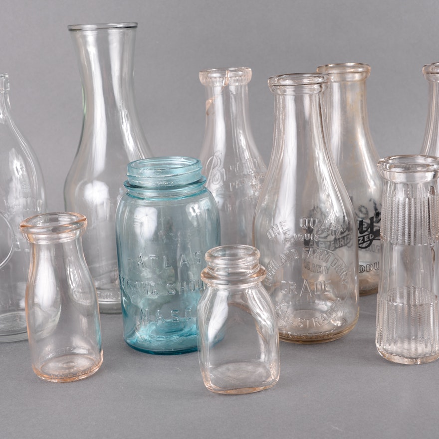 Assortment of Milk Bottles and Jars