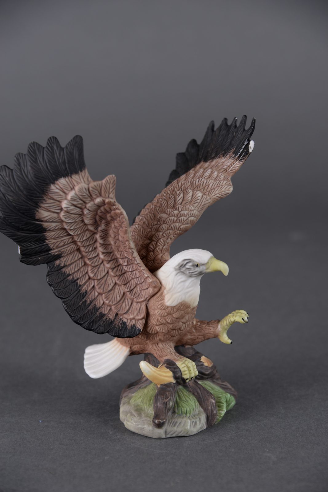 Porcelain Eagle Figurine and Vintage China Plate