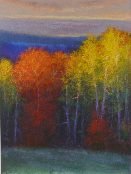 M.K. Hurley Original Autumn Trees Landscape Pastel Oil Painting