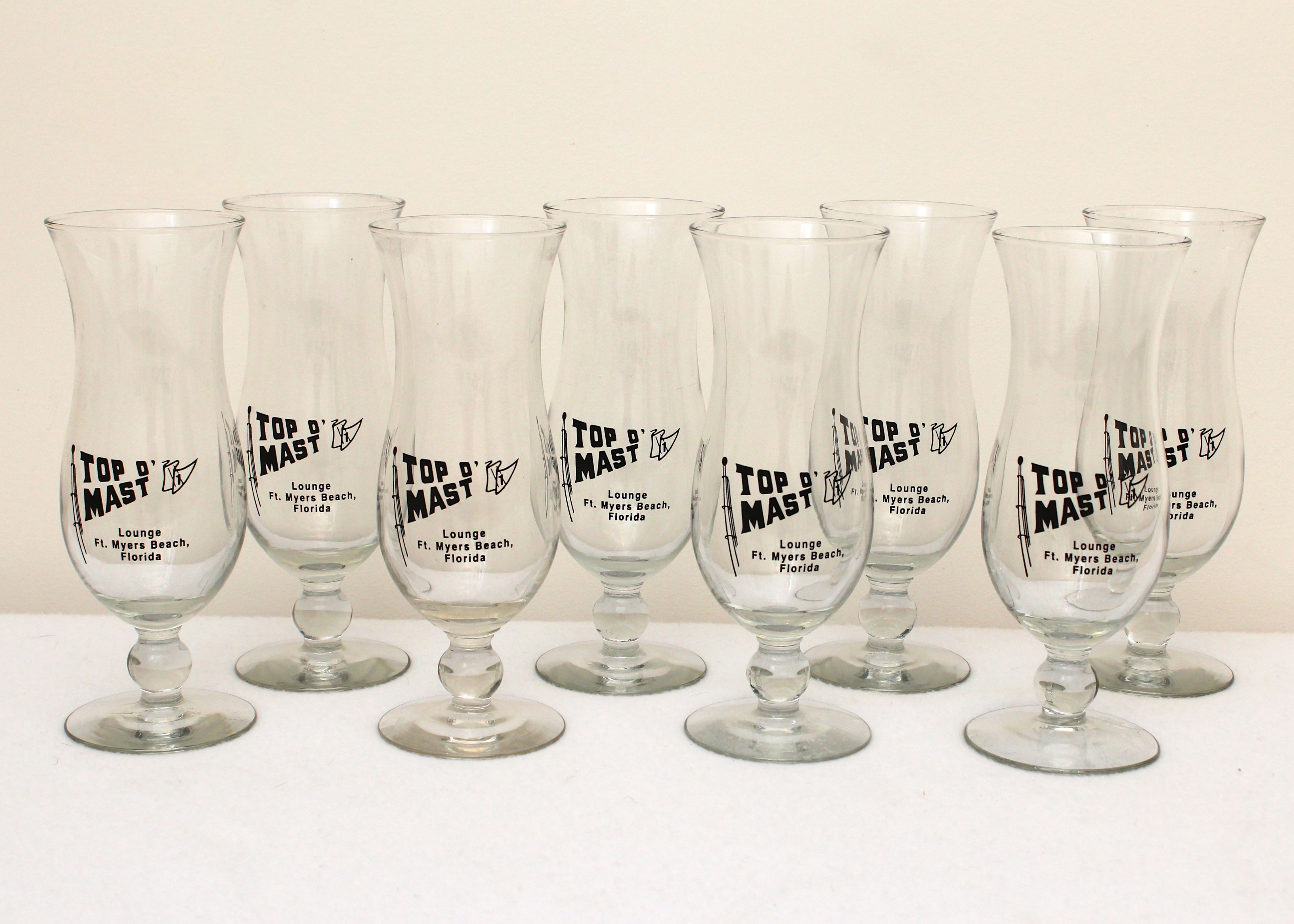 Set of Eight Top O' Mast Hurricane Glasses